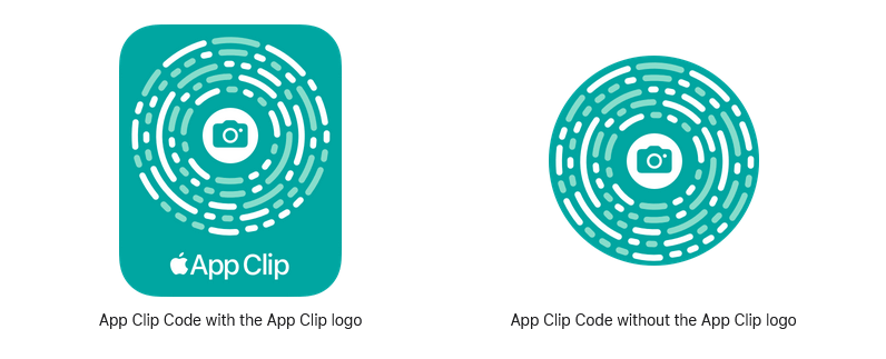 App Clip Code with and without the App Clip logo