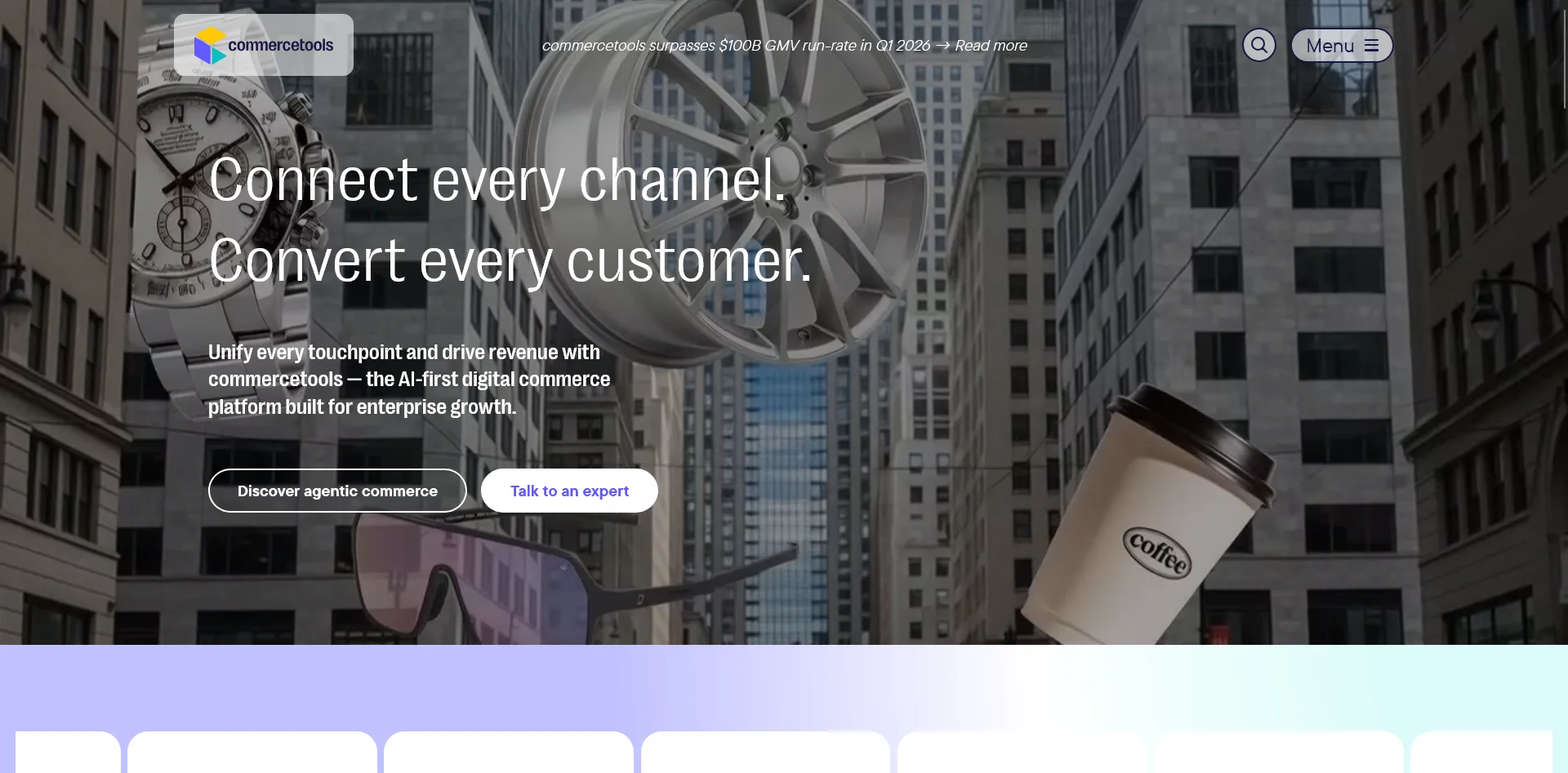 Screenshot of the commercetools website homepage