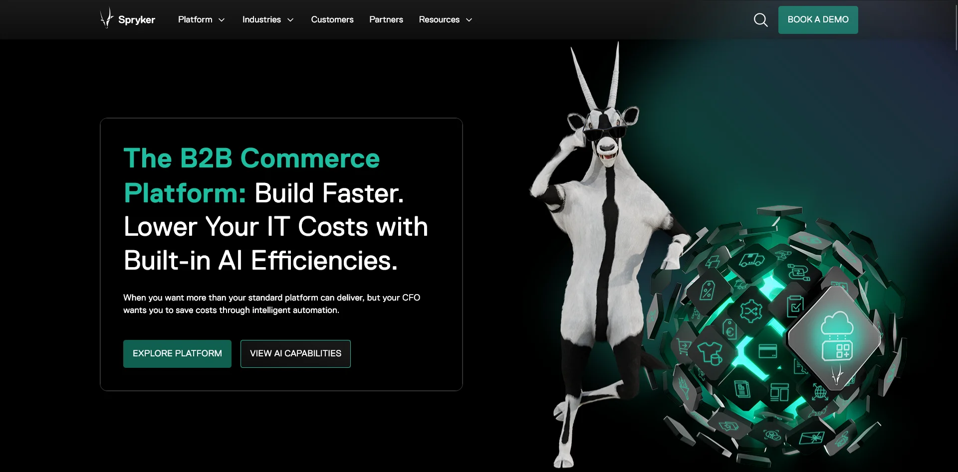 Screenshot of the Spryker website homepage