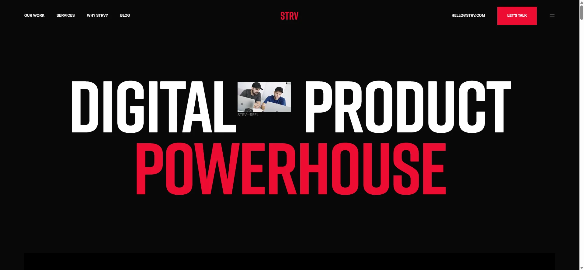 Screenshot of the STRV website: digital product powerhouse