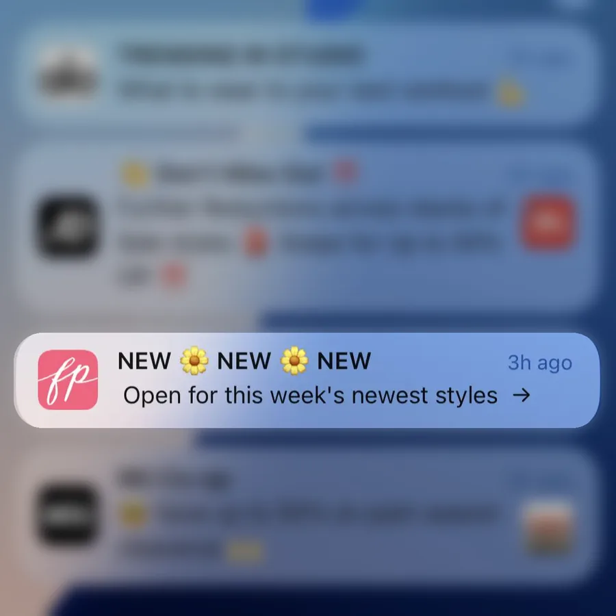 Free People push notification: NEW NEW NEW. Open for this week's newest styles →