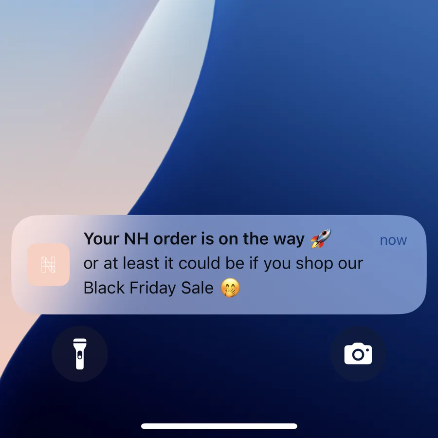 Nu Harvest push notification: Your NH order is on the way. or at least it could be if you shop our Black Friday Sale