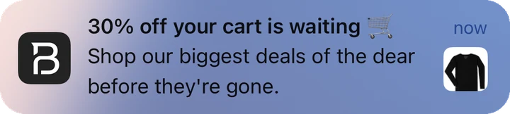 Brickell Men's Products push notification: 30% off your cart is waiting. Shop our biggest deals of the year before they're gone.