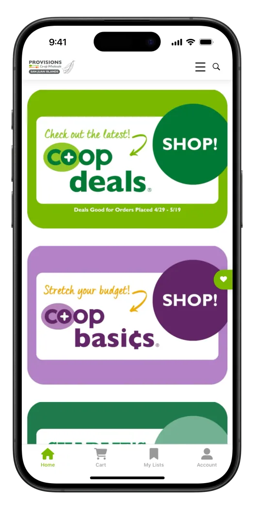 Provisions Co-op Wholesale app preview