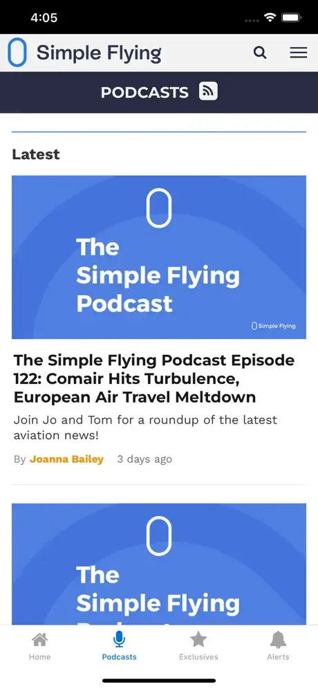 simpleflying.com app screenshot