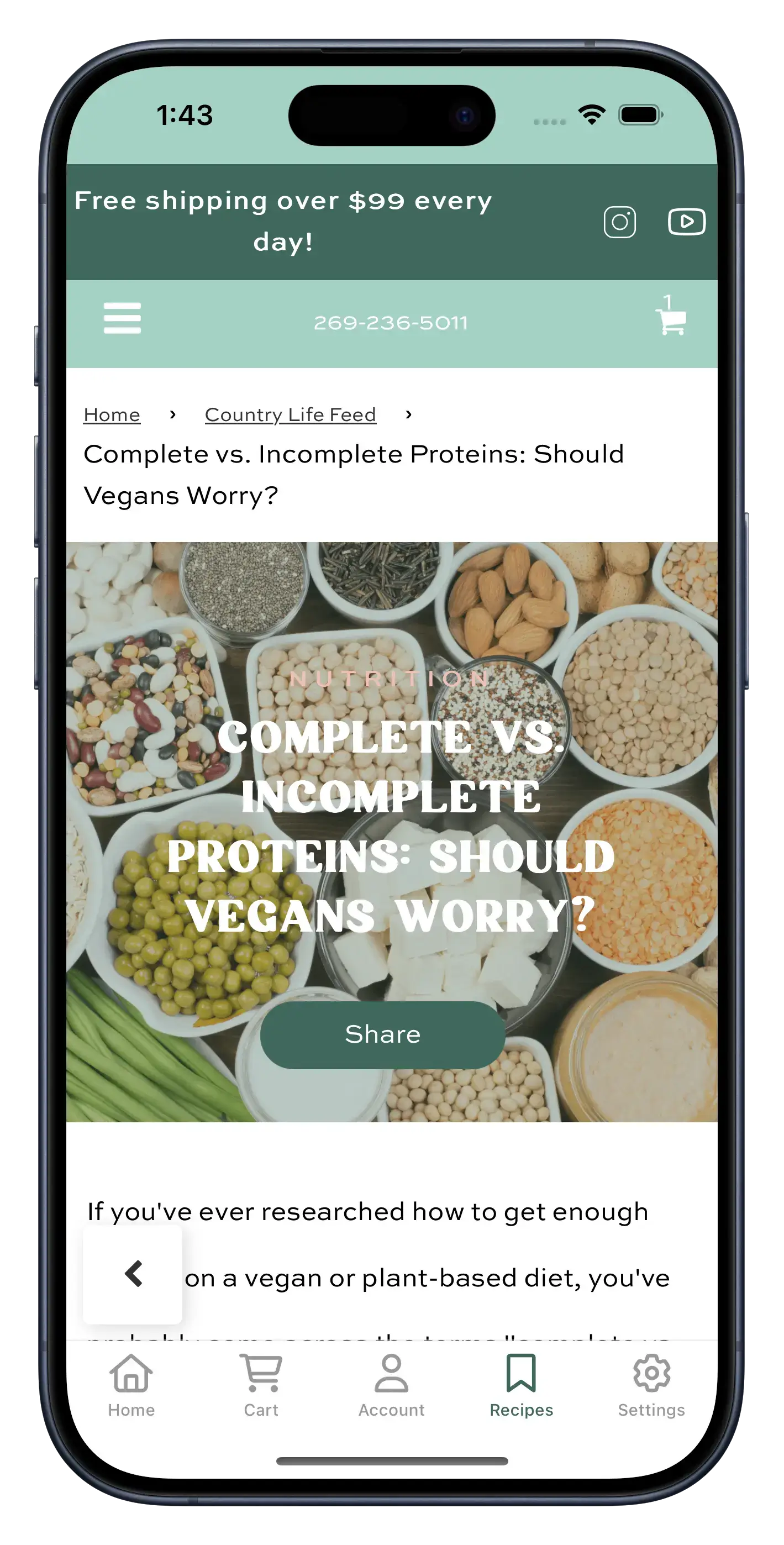countrylifefoods.com app screenshot