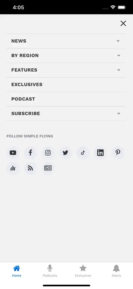 simpleflying.com app screenshot