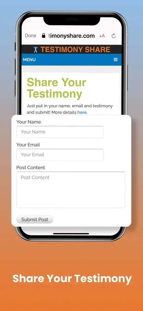 testimonyshare.com app screenshot