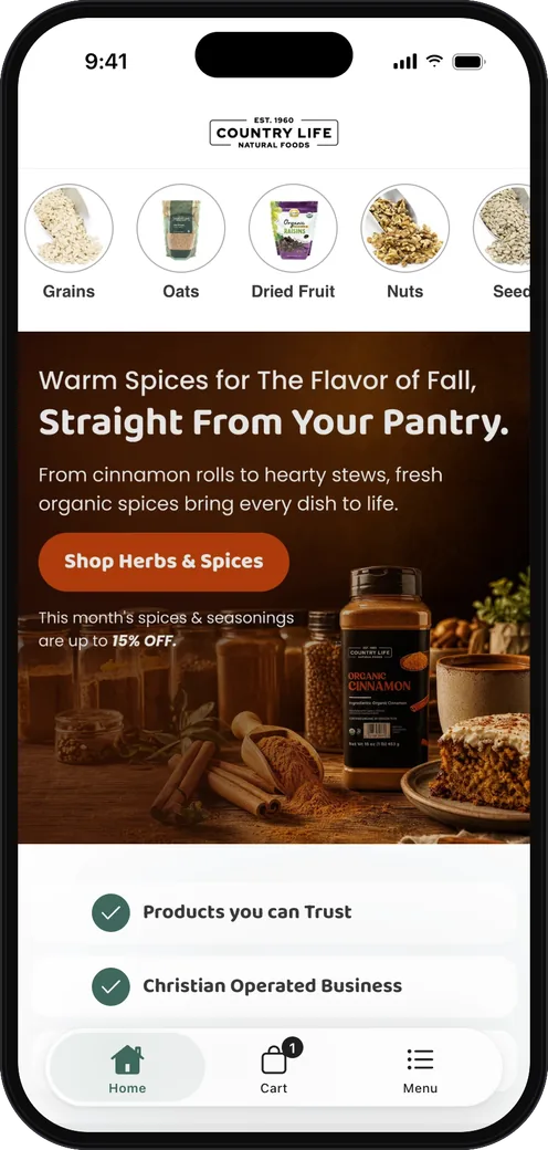 Country Life Natural Foods app preview