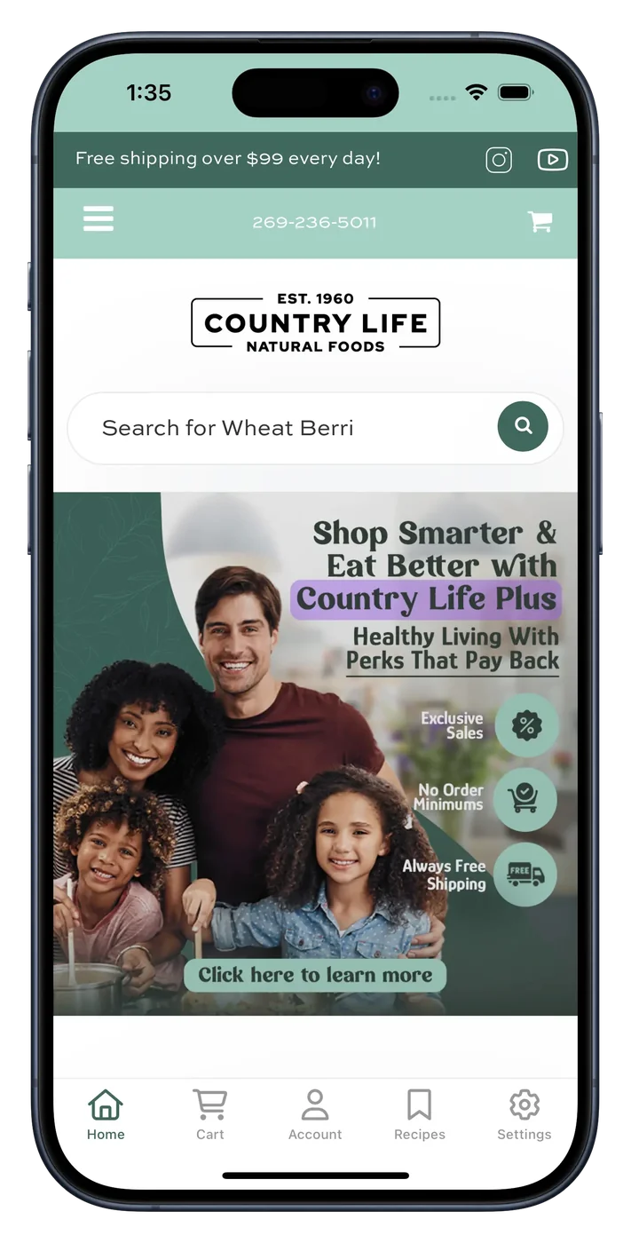 Country Life Natural Foods mobile app