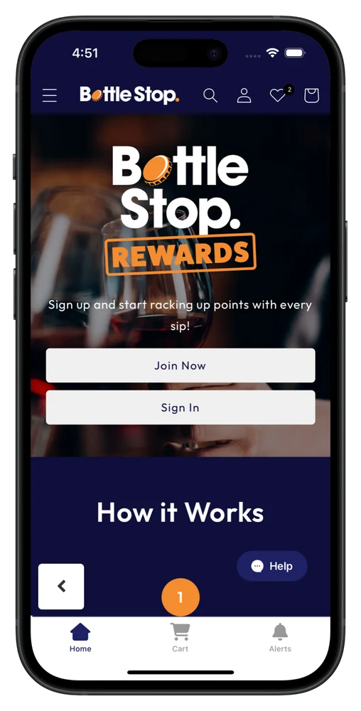 Bottle Stop's app, with its rewards program for beer, wine and spirits