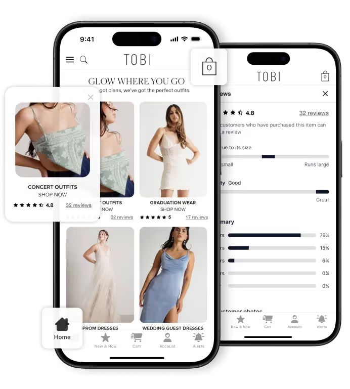 A food and beverage ecommerce site running inside a mobile app