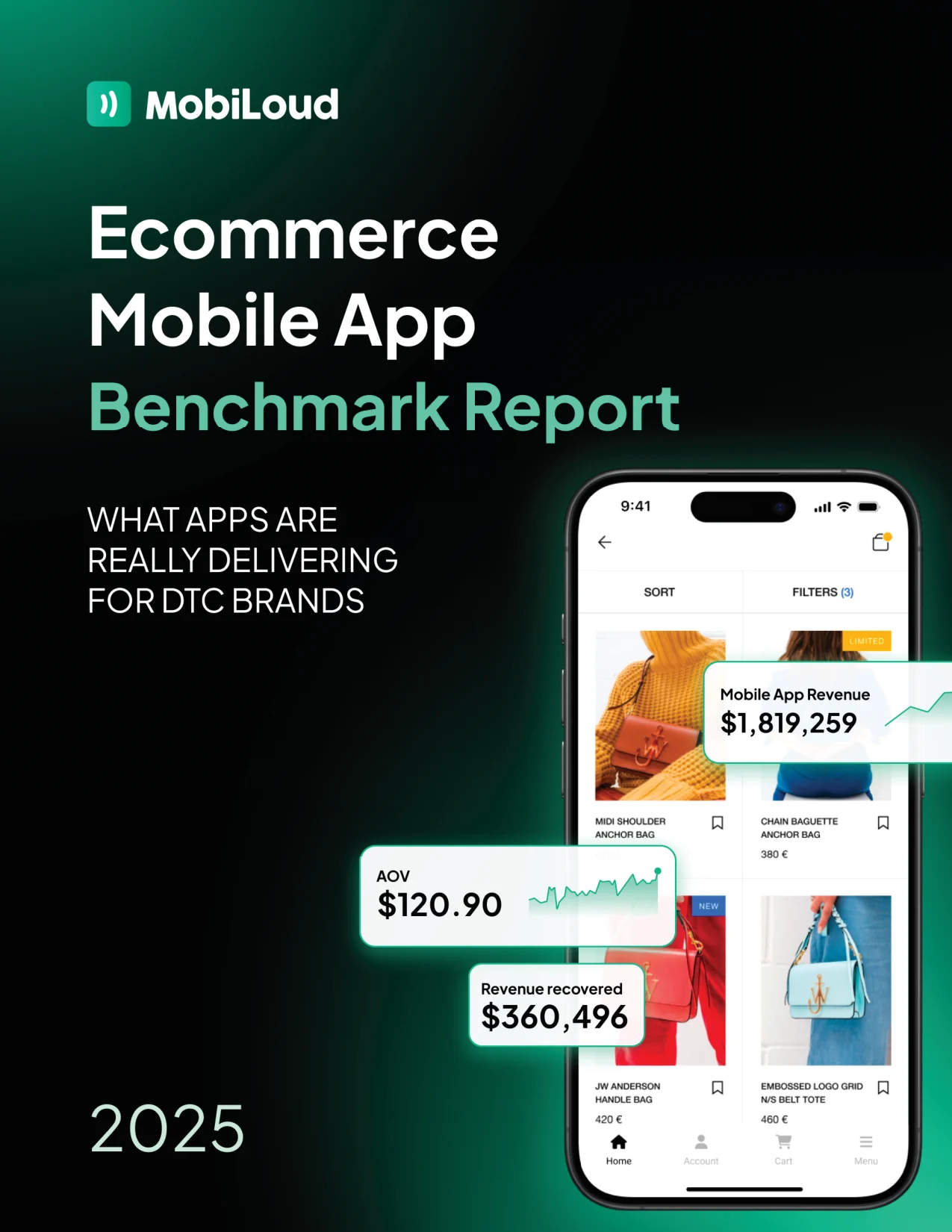 Cover of the 2025 MobiLoud Ecommerce Mobile App Benchmark Report