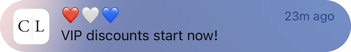 Caden Lane push notification: VIP discounts start now!