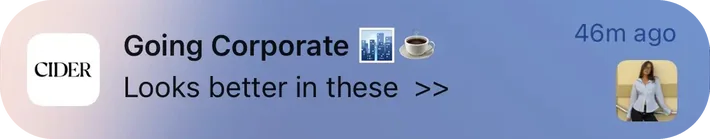 Cider push notification: Going Corporate. Looks better in these >>