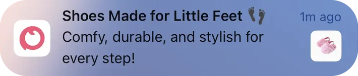 PatPat push notification: Shoes Made for Little Feet. Comfy, durable, and stylish for every step!