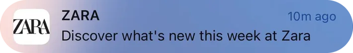 Zara push notification: ZARA. Discover what's new this week at Zara